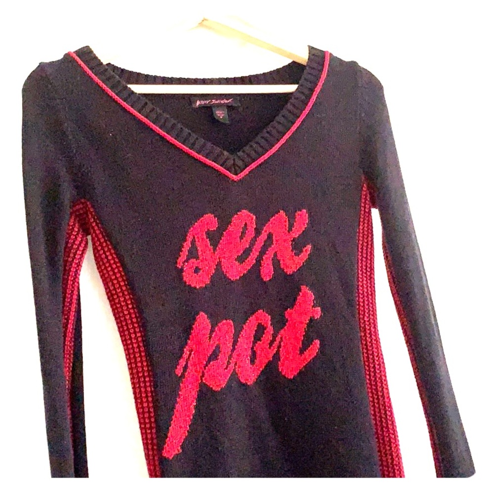 Betsy Johnson black and red Sex Pot sweater dress